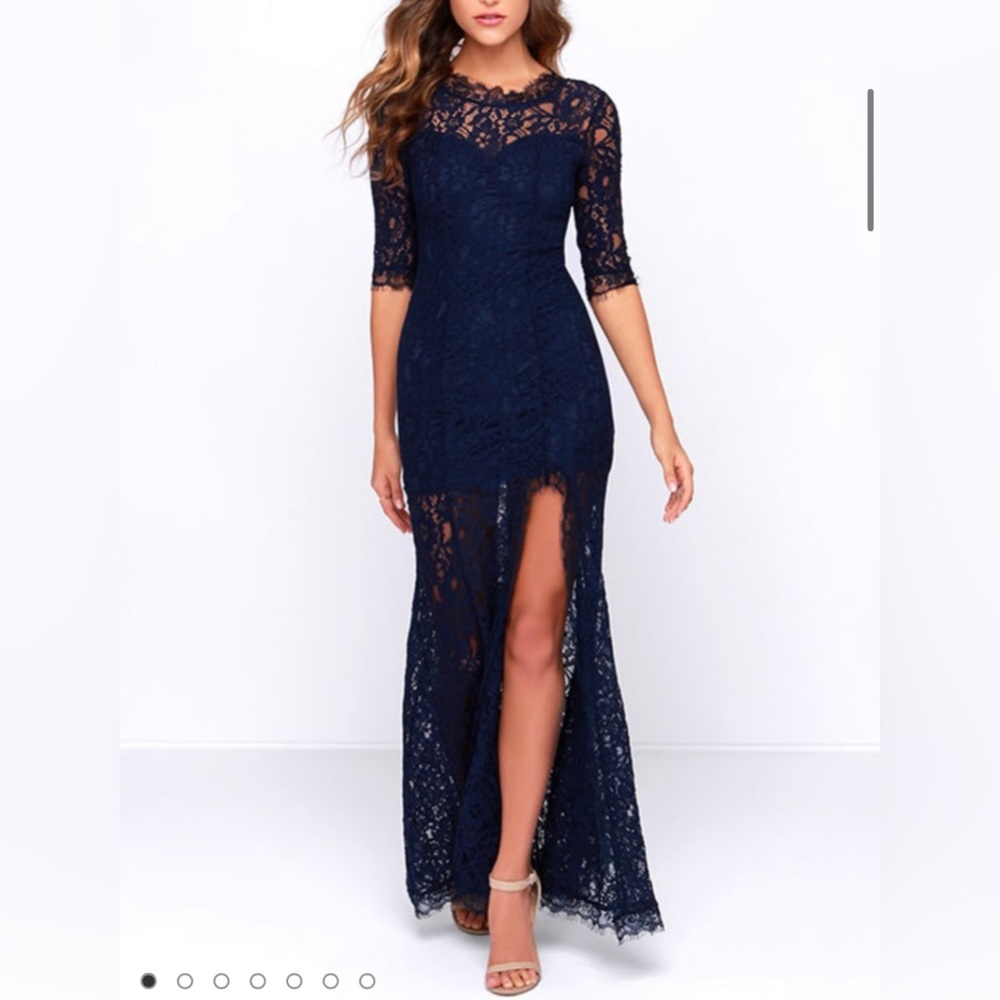 Lulus Only One Navy Blue Lace Maxi Dress